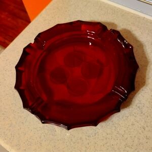Vintage Ruby Red Glass Ashtray for sale large
